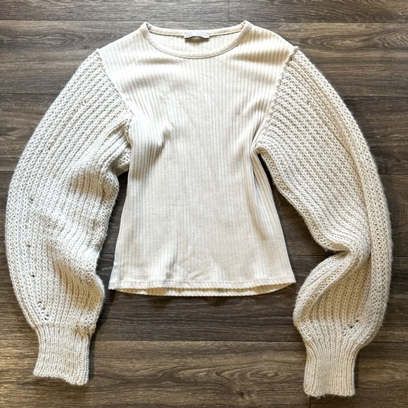 ZARA ribbed top with sweater knit sleeves - Picture 3 of 7